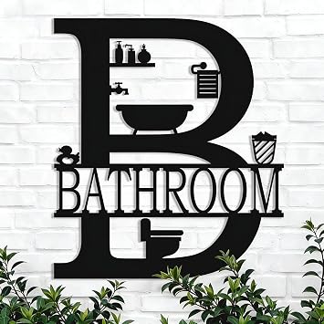 FANTAART Black Metal Bathroom Wall Art Decor, 12x14Inch Funny Bath Wall Art Farmhouse Bathroom Sign Hanging for Modern Home Decorations for Housewarming Gift