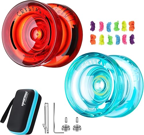 MAGICYOYO K2 Crystal Yoyo Responsive Yoyo para niños, Yoyo profesional de plástico con rodamiento Yoyo que no responde + 12 cuerdas Yoyo, estuche de