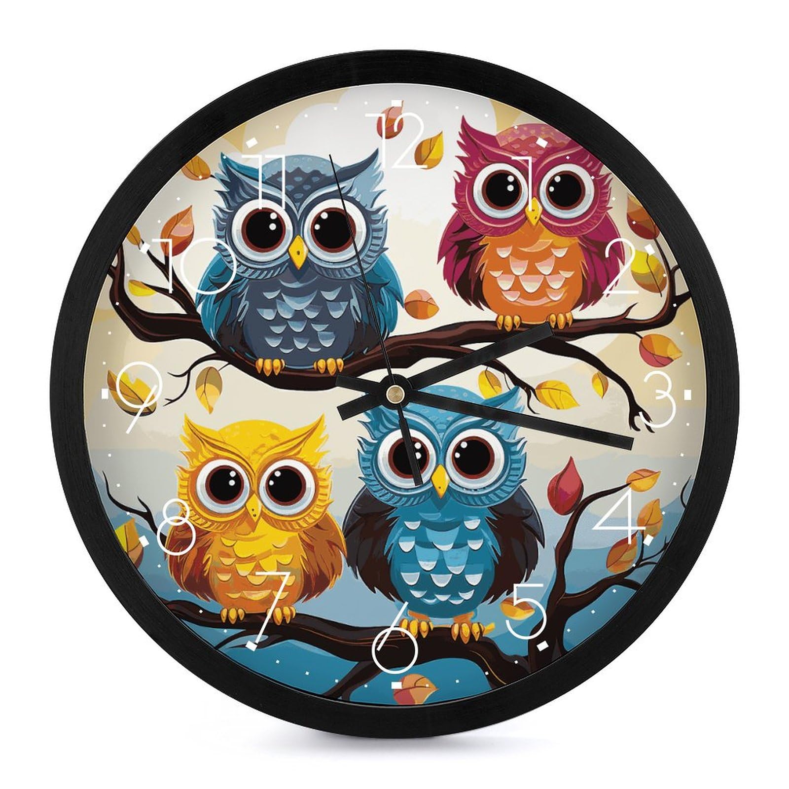 Horloge murale moderne hibou 25,4 cm pendule décorative à piles