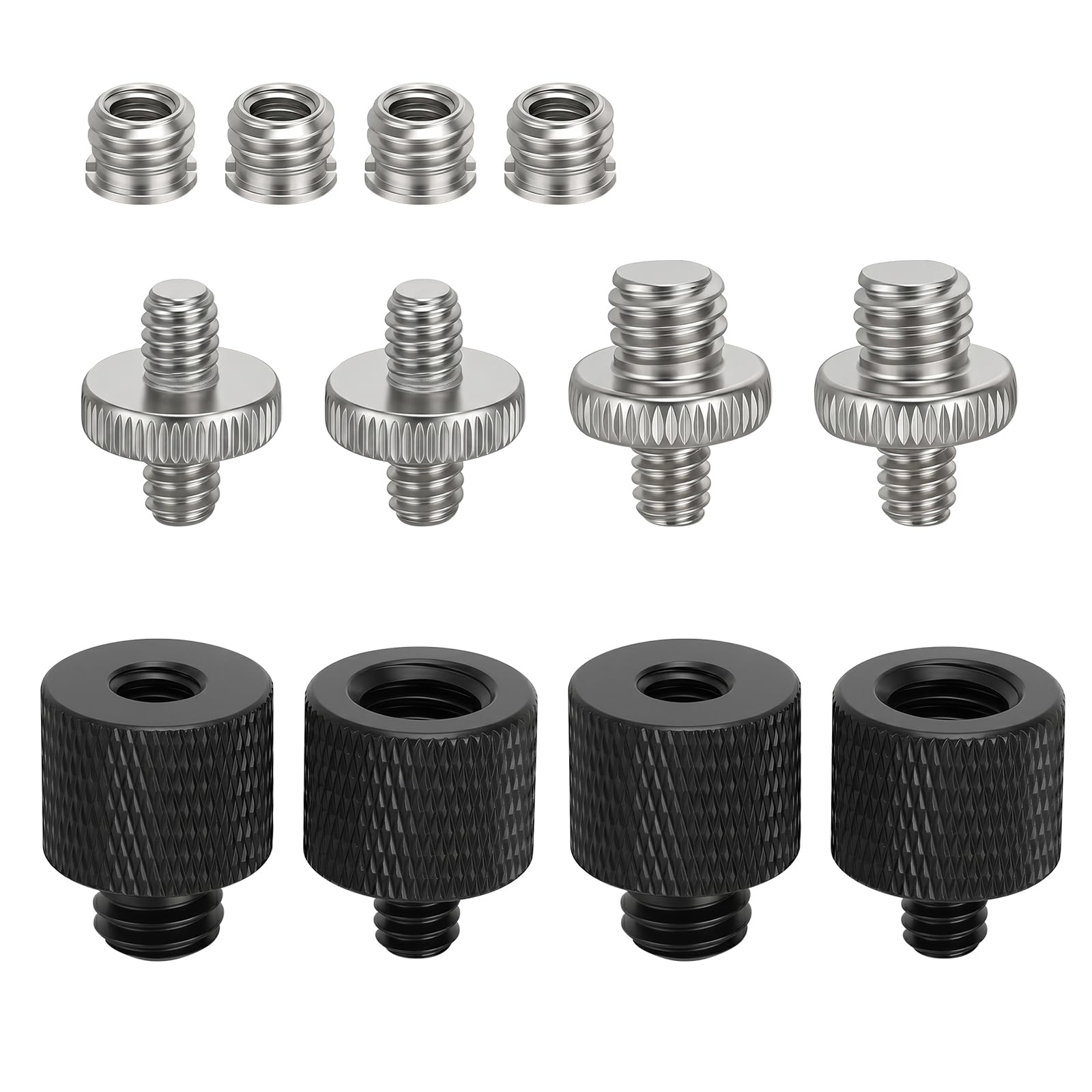 12 sztuk adapterów do statywu, zestaw adapterów do statywu, adapter gwintowany 1/4 na 3/8", adapter do aparatu, gwint aluminiowy do aparatu, statywu świetlnego, nagrań studyjnych