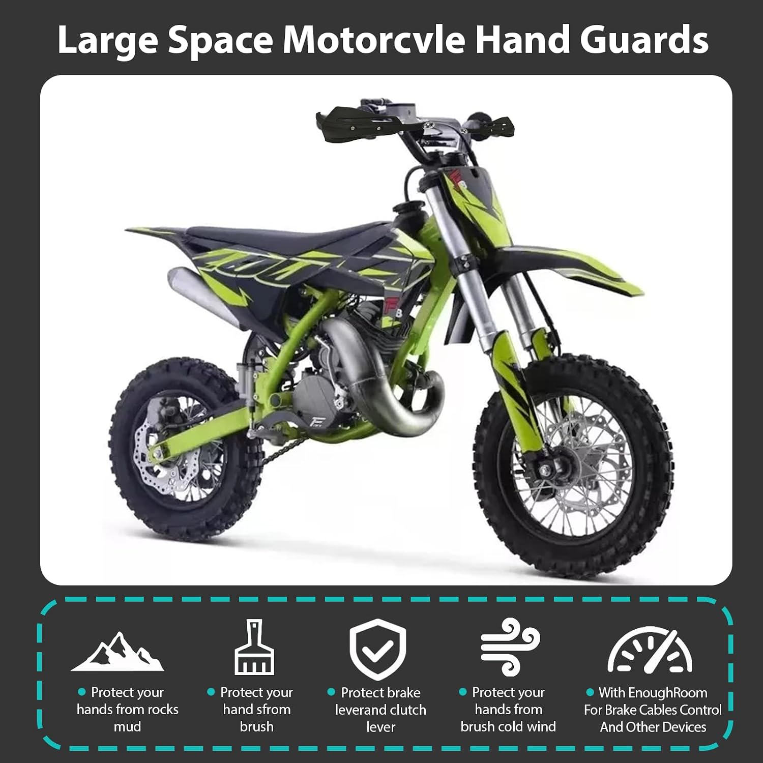 Dirt Bike Handguards,Heavy Duty Aluminum Alloy Hand Guards For Dirtbike,Fits 7/8" & 1 1/8" Handlebars for Hon-da/Y.amaha/Kawasaki/ATV/Dirt Bike (Black), Weatherproof & Crash Protection