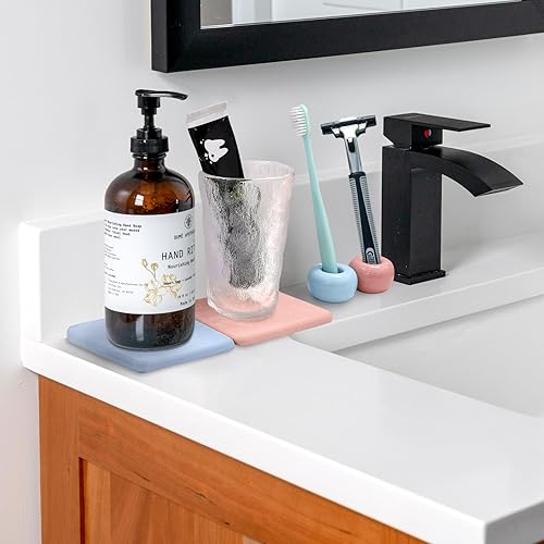 Miniatura 3 de SNAIL GARDEN Mini soportes de cerámica para cepillos de dientes con bandeja, 2 soportes pequeños para cepillos de dientes con 2 bandejas de