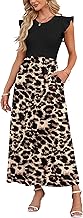 AUSELILY Women Summer Maxi Dress Ruffle Petal Short Sleeve Dresses with Pockets Casual Crew Neck Beach Long Dress Elegant