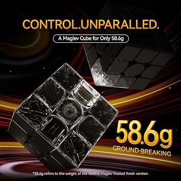 GAN 15 Maglev Speed Cube 3x3, GAN Magnetic Cube Perfectly Combines Weight, Magnet and Structure, 58.6g Ultra-Lightweight, Brain Teasers Puzzle Cube for Kids Adults, Flagship Speedcube UV Coated