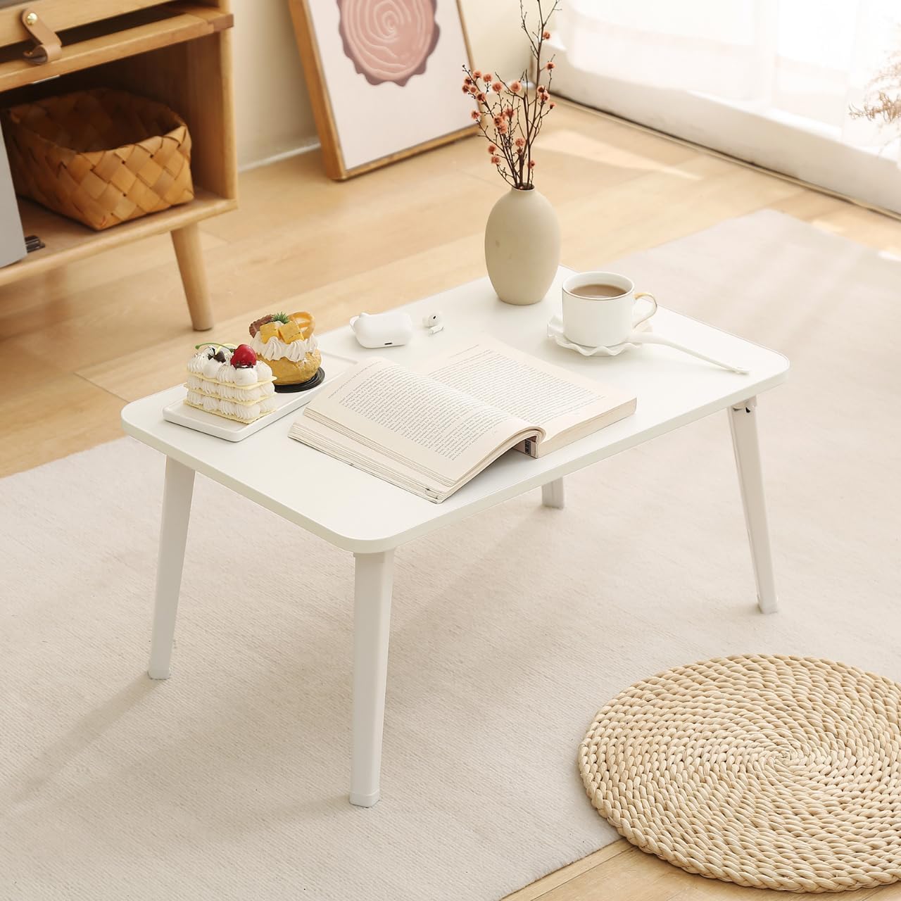 (2024 New Folding Low Table, Lockable for More Stability) Folding Table, Sturdy Table, Low Table, Folding Desk, Living Alone, Low Table, Foldable, Completed Product, Chabu Stand, Stylish, Desk, Low,