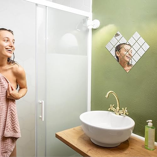 Miniatura 7 de Jetec Espejo rectangular de 100 piezas de azulejos autoadhesivos, espejo de mosaico para bricolaje, espejo de tamaño pequeño, espejo rectangular