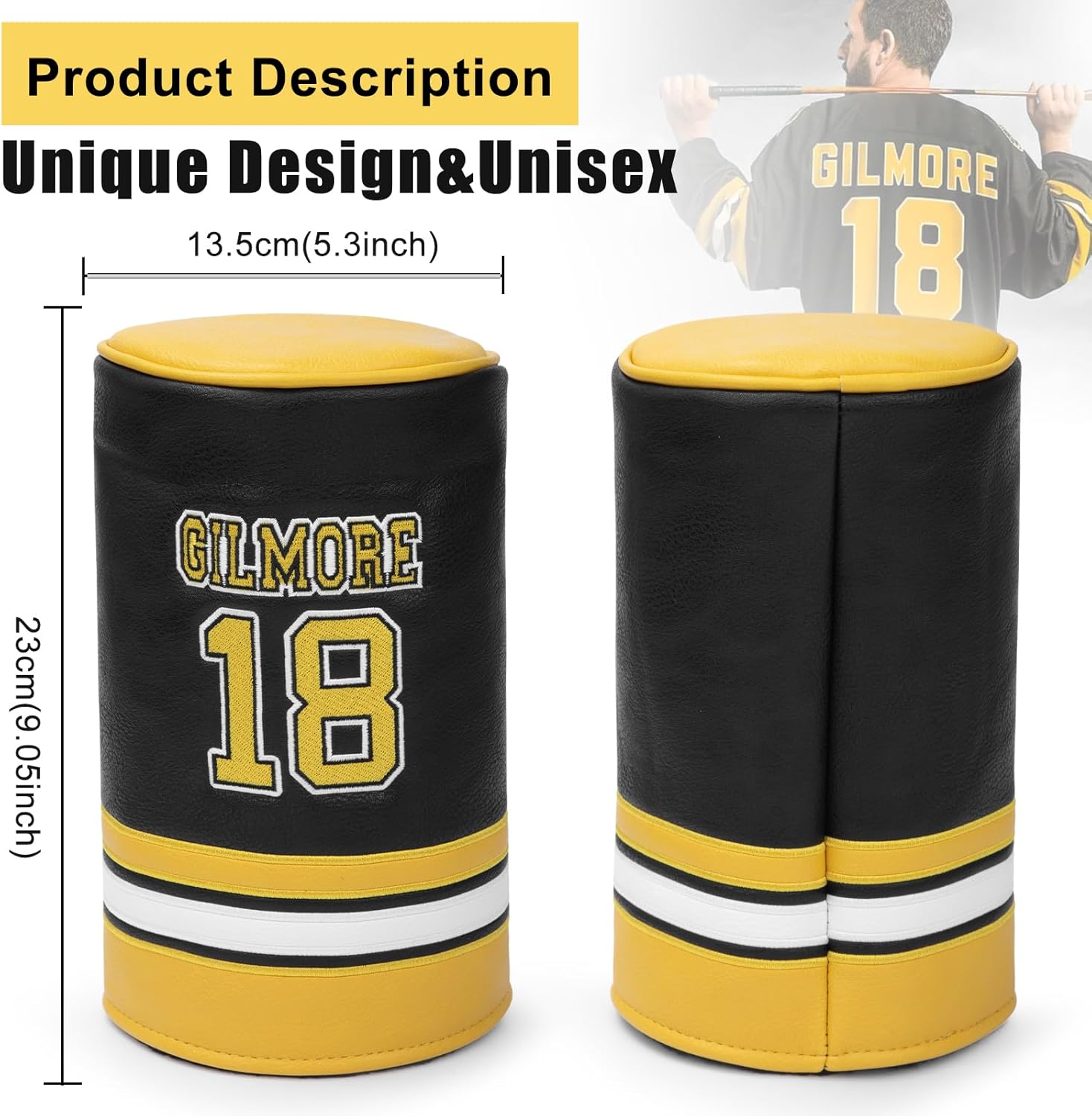 Golf Club Head Covers Funny Driver Headcover - Elegant Embroidery Premium Leather Gilmore Barrel Head Covers for Golf Clubs