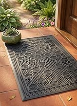Rubber Door Mat Anti Skid Outdoor Indoor Floor Mat,Anti Slip,Waterproof,for Home Office,Hotel,Bathroom,Absorb Heavy dust,Heavy Traffic Rectangular (Hexa-Grip Pro, 75CMX45CM)
