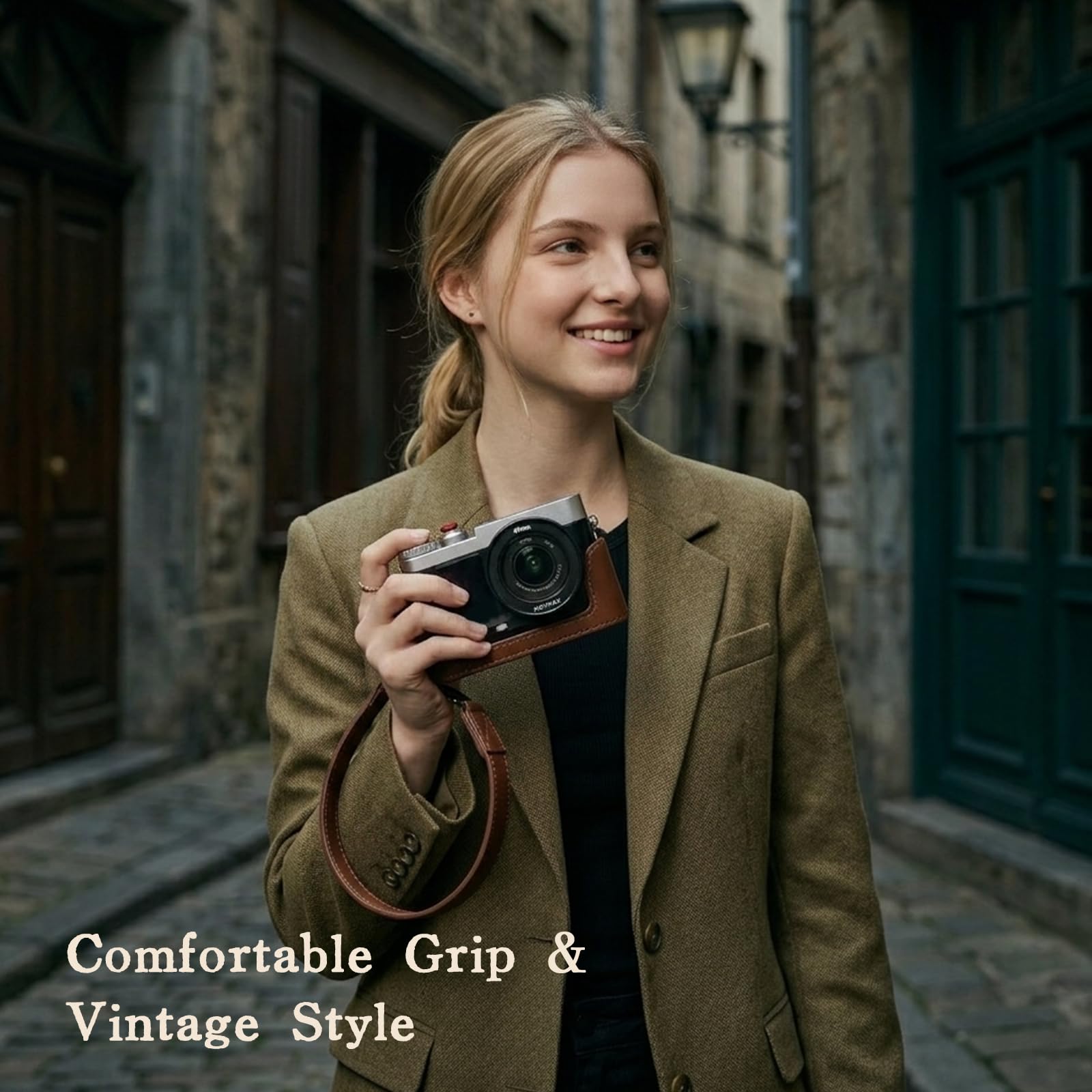 Klatka na aparat w stylu vintage z uchwytem retro do Action6, klasyczna fotografia uliczna, aluminiowa rama aparatu ręcznego z zimną stopką i uchwytem 1/4 (kompatybilna z DJI Action 6)