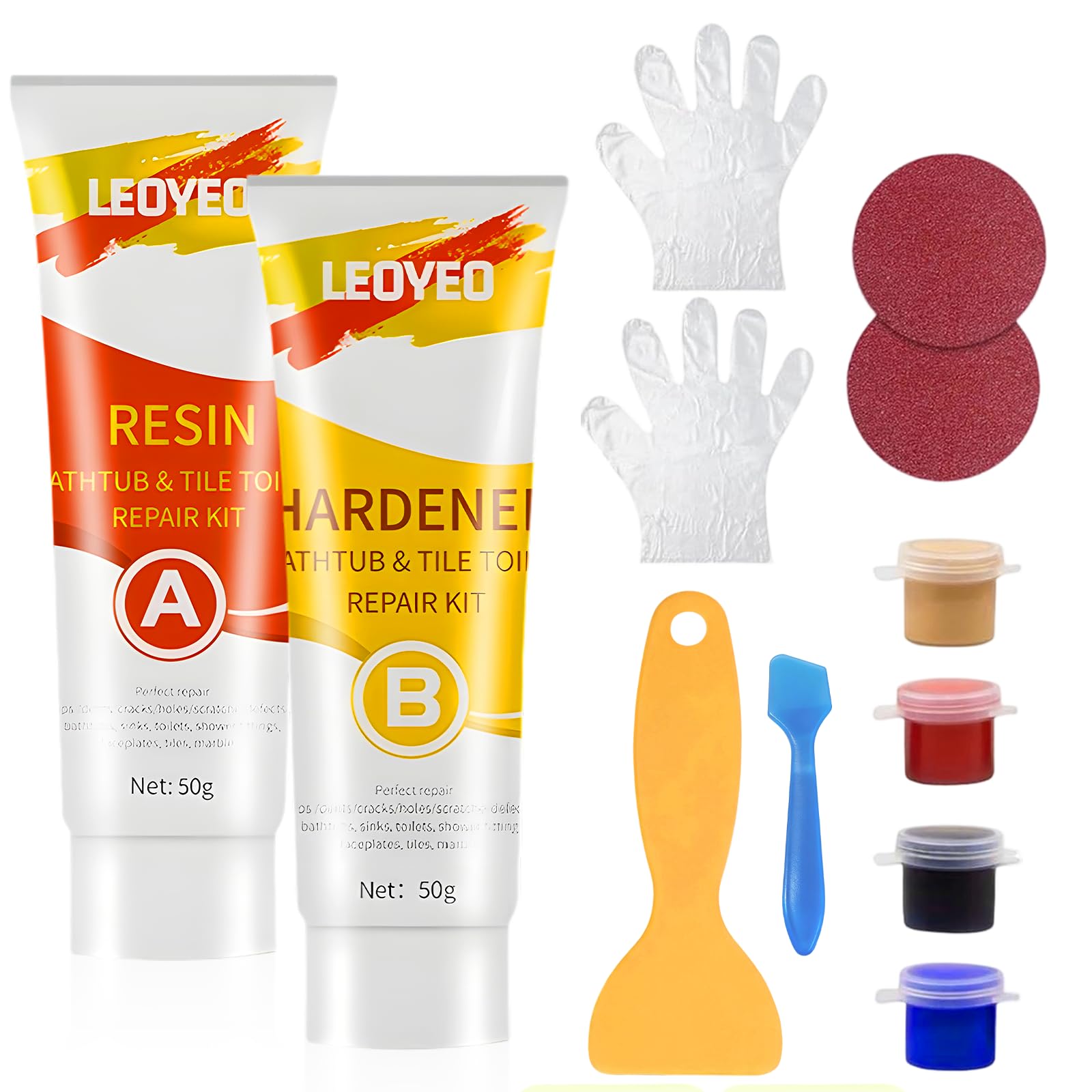 Kit Riparazione piastrelle gres porcellanato,riparazione vasca da bagno,Ripara per Piastrelle Pavimenti,per riparare buchi su superfici in ceramica e crepe e graffi,Facile da Usare