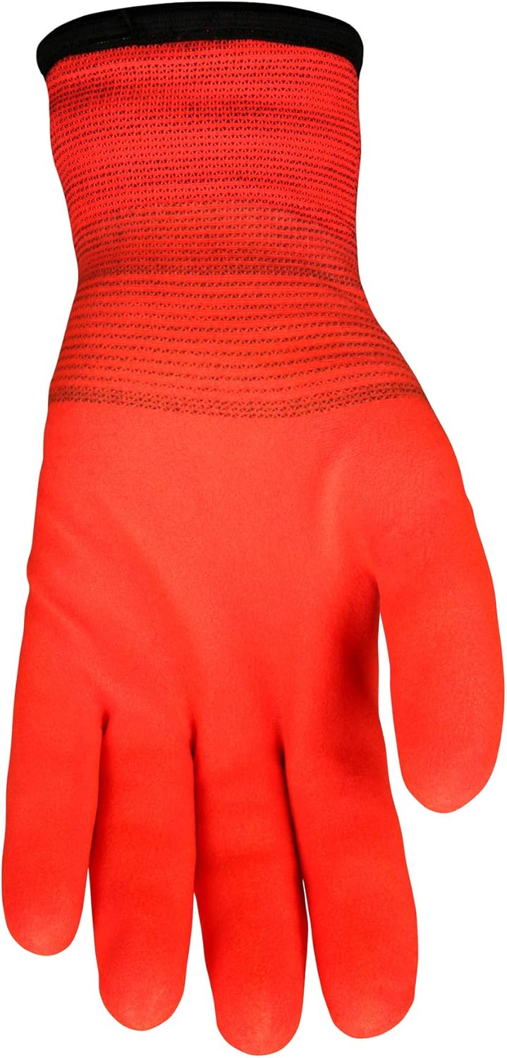 MCR Safety N9690FCOXXL Ninja Ice Hi-Visibility Insulated Work Gloves, 15 Gauge Hi-Vis Orange Nylon Shell, 7 Gauge Acrylic Terry Interior, Fully Coated with HPT, Orange, XX-Large