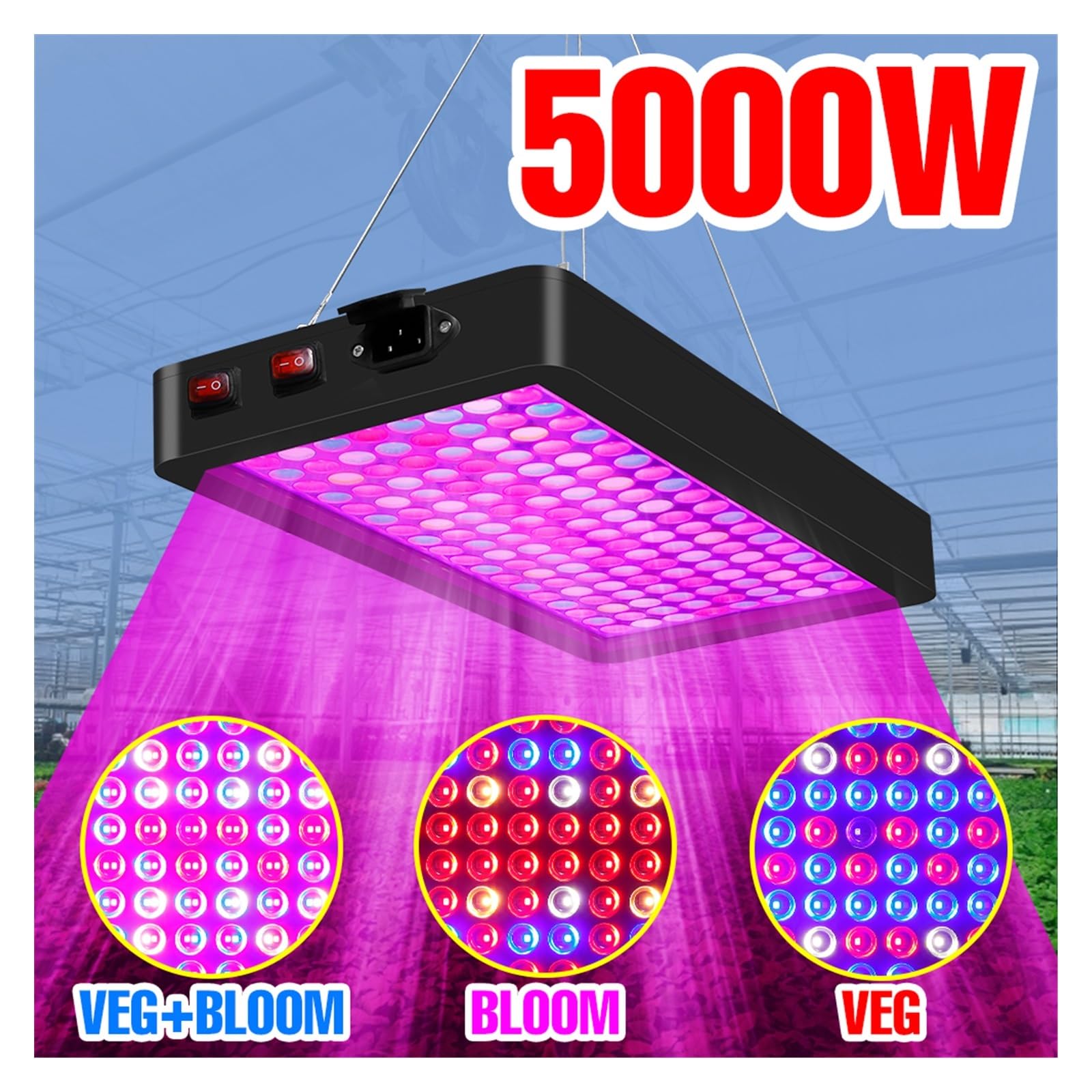 Lampada per Piante, Grow Light Lampada for piante a LED Illuminazione for interni Phyto LED Hydroponics Lampadina for tenda for semi di fiori a effetto serra impermeabile(4000W 192leds-01)