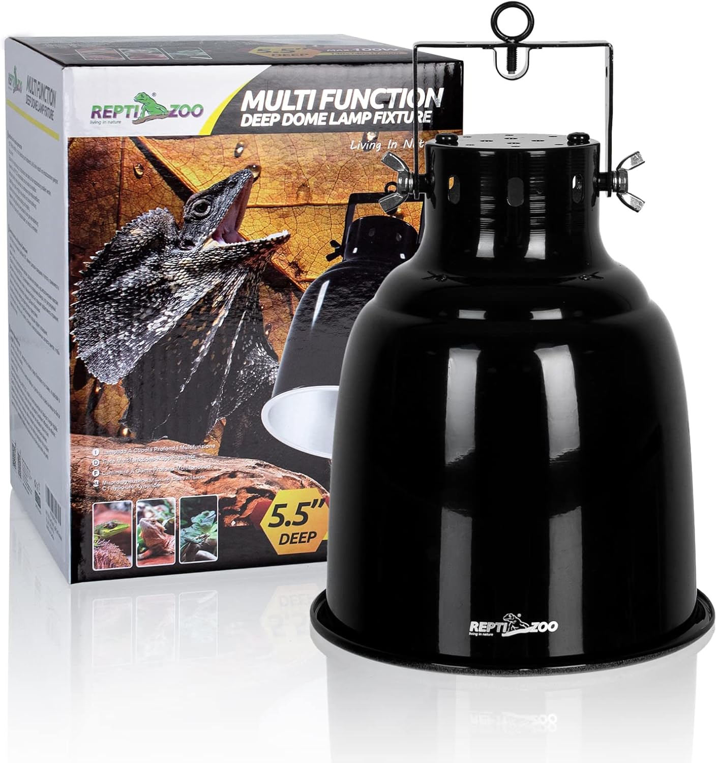 REPTI ZOO 5.5 inch Reptile Light Fixture, 100W Deep Dome