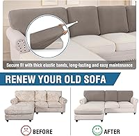 Vista 103 de H.VERSAILTEX 2025 New Sectional Couch Covers 8 Pieces Stretch Sofa Covers for Sectional Sofa Set Separate L Shaped Couch Cover for Both Left/Right