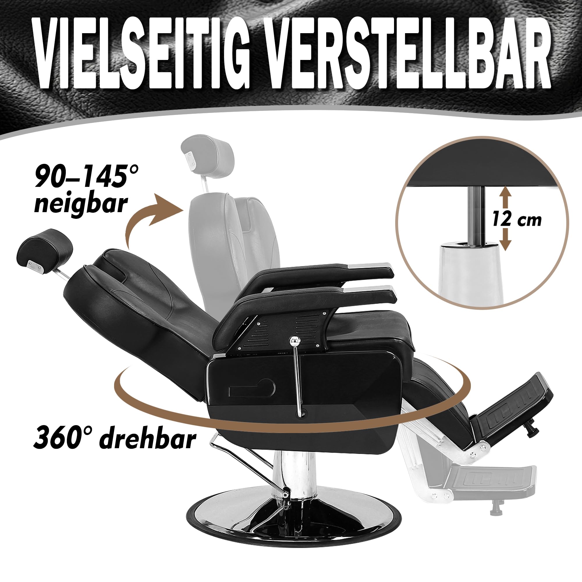 Barbier Stühle Heavy Duty Hydraulische Reclining Hair Salon Stuhl 360 Swivel Schwarz