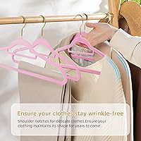 Vista 3 de Perchas de terciopelo para ropa, de fieltro, antideslizantes, color rosa rosa, para ahorrar espacio, para dormitorio, perchas resistentes