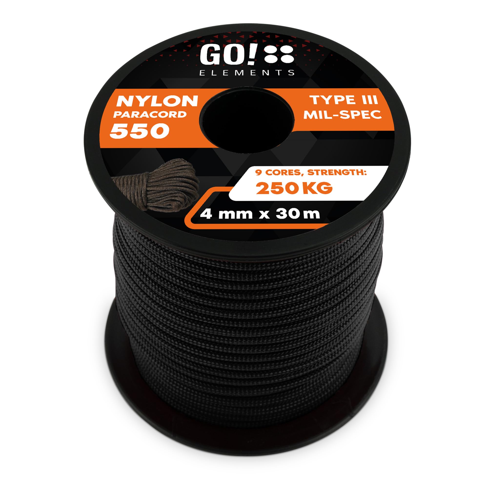 Paracord 550 Typ III | ø 4mm - 11 Kerne - max. 250 kg | 100% Nylonschnur - reißfest & extrem stabil | Nylonseil, Allzweckseil, Reepschnur & Outdoor Seil