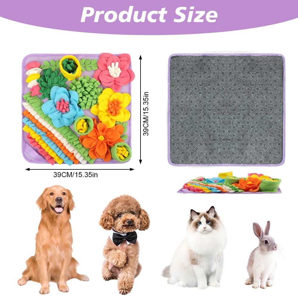 OSDUE Tappeto Olfattivo Cane, 39cm Foraggiamento Tappeto per Cani Addestramento Foraggiamento di Animali Lavabile Antiscivolo Tappetino Puzzle di Snuffle Giocattolo per Cani Attivazione Mentale Cane