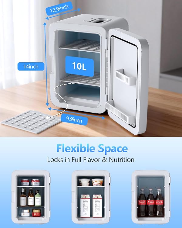 Antarctic Star Compact Mini Fridge, Portable Small Refrigerator with AC/DC Power, 10 Liter/ 2.6 Gal Small Cosmetics Cooler for Beverage, Food, Skincare, Bedroom, Office and Car, White by Antarctic Star - Image 3