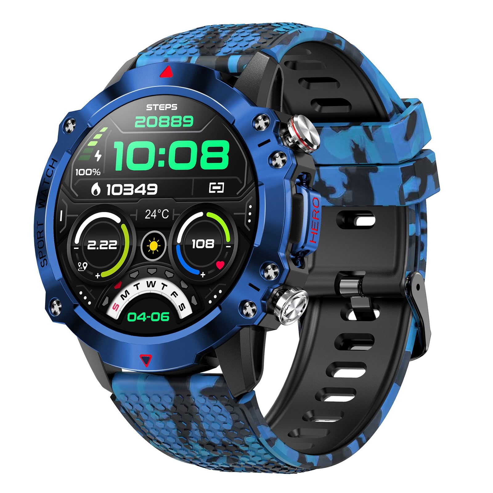 Męski zegarek fitness Smartwatch: zegarki o przekątnej 1,42 cala z połączeniami Bluetooth i odbieraniem w trybie głośnomówiącym 100 trybów Sportowy monitor aktywności nadgarstka