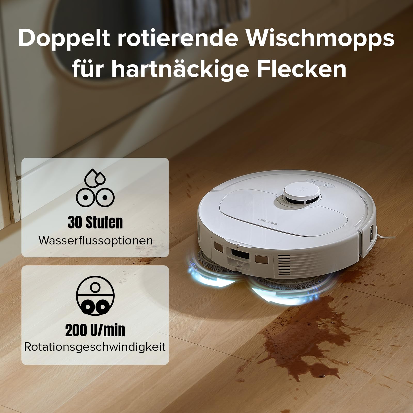roborock QrevoS Saugroboter mit Saugleistung von 7000Pa, PreciSense LiDAR Navigation, 45 dB(A) leises Trocknen (Weiß) (Generalüberholt)