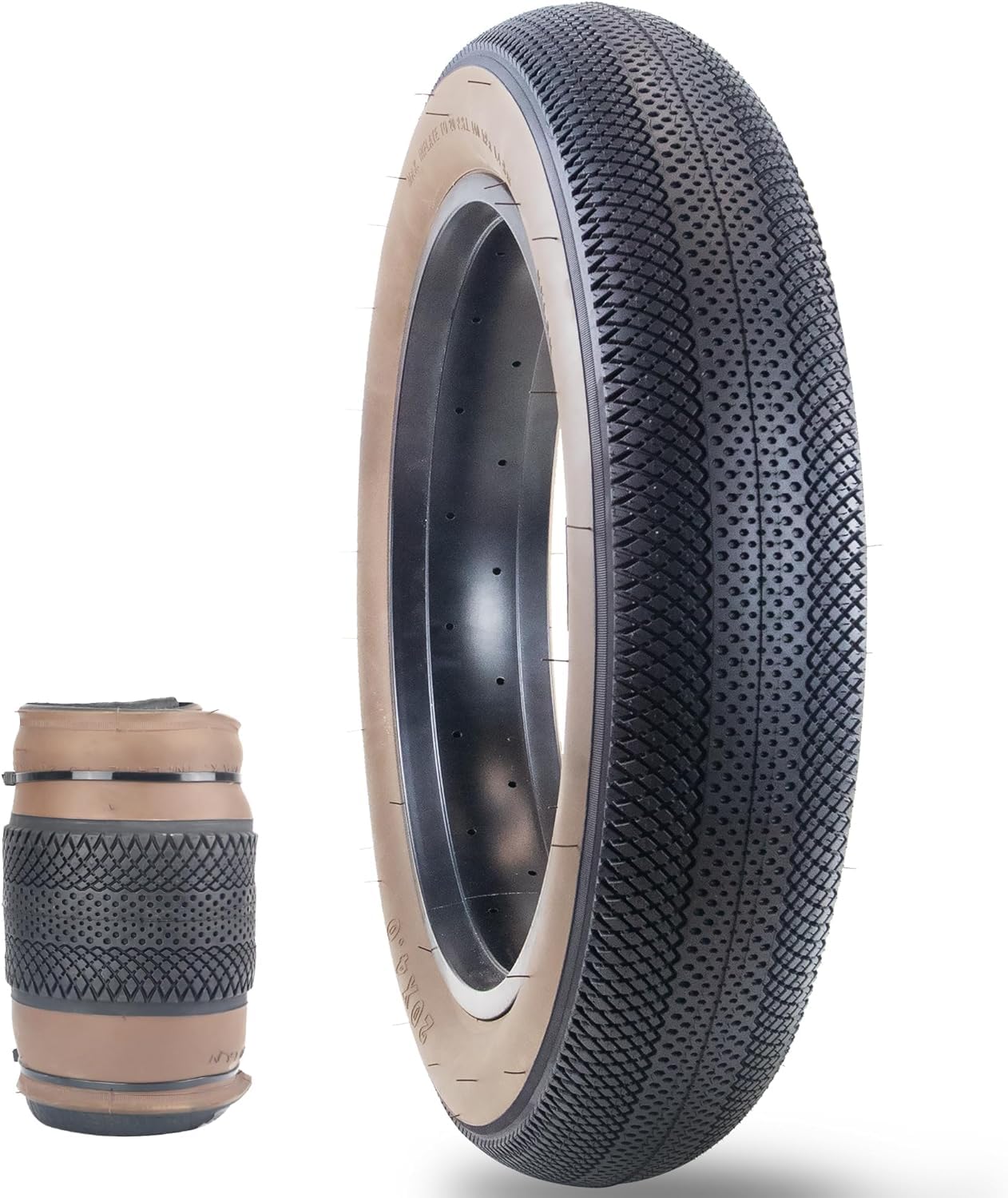 ZUKKA 60TPI 2 Pack Foldable Fat Bike Tyres for Ebike Mountain Bike Heavy Duty High-Performance Wear-Resistant E-Bike Mountain Snow Bike Tire 26" x 4"(Brown Wall)
