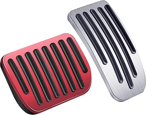 Miniatura 9 de Almohadillas de pedal de repuesto antideslizantes de aluminio para pedal compatibles con Tesla Model 3 Model Y (rojo)