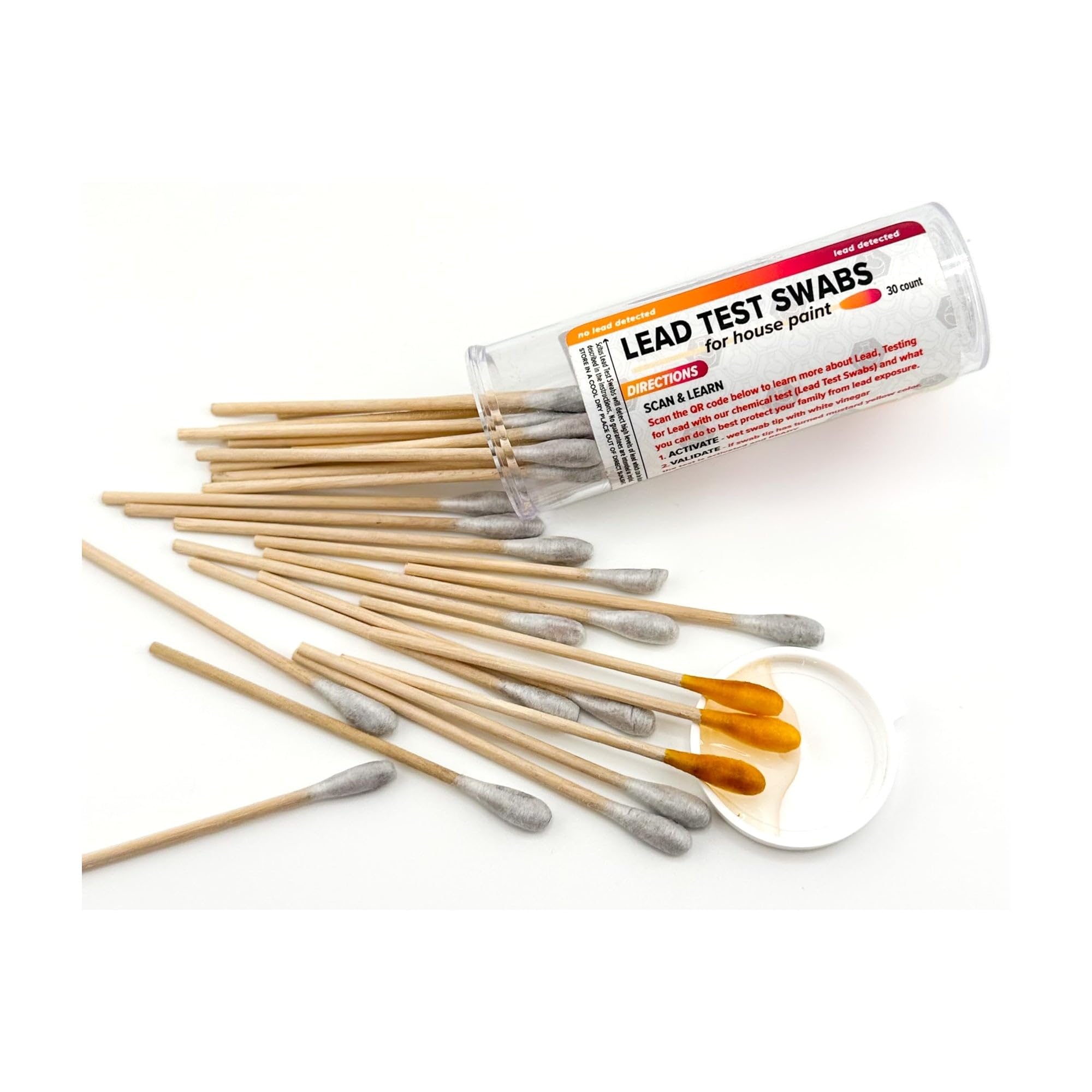 Scitus Kit de test de plomb avec 30 écouvillons de test rapide résultats en 30 secondes juste tremper dans du vinaigre blanc pour utiliser des kits de test de plomb pour un usage domestique réactif