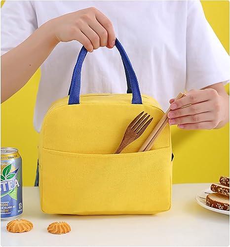 Miniatura 7 de Bolsas de almuerzo de pato de dibujos animados amarillas para niños, caja de almuerzo aislada reutilizable, cuello blanco, enfermera, estudiante,