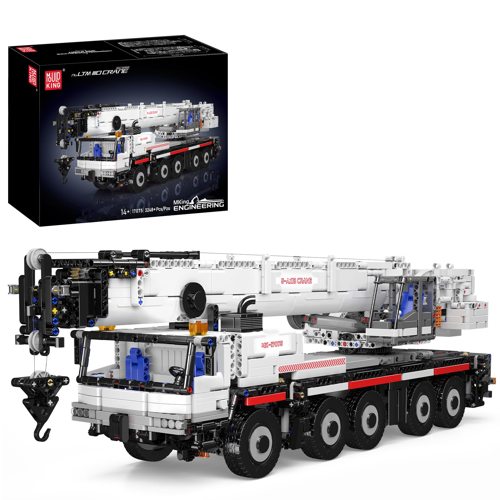 Mould King 17075 Technik LTM 1110 Heavy Duty Crane Builkding Blocks Set, Crane Model Clamping Blocks Kit with 8 Motors and 2 Battery, Technology Remote Control Crane for Teenager/Adult (3248 PCS+)