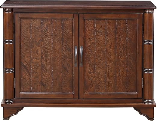 HMFULE 40" Sideboard Cabinet 2-Doors Solid Wood, Retro Buffet Cabinet with Storage Adjustable Shelf, Console Table Accent for Hallway, Living Room, Dining Room, Kitchen, Entry Way (Brown)