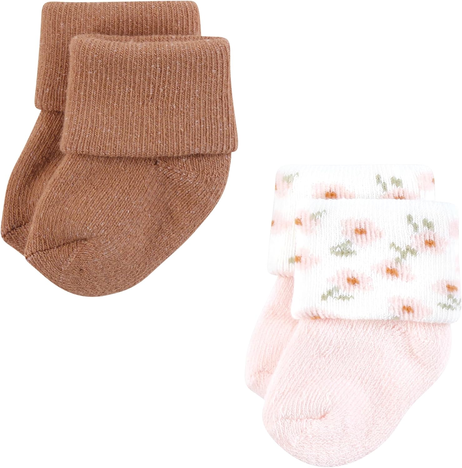 Hudson Baby Infant Girl Cotton Rich Newborn and Terry Socks, Pink Dainty Floral, 6-12 Months - Image 5