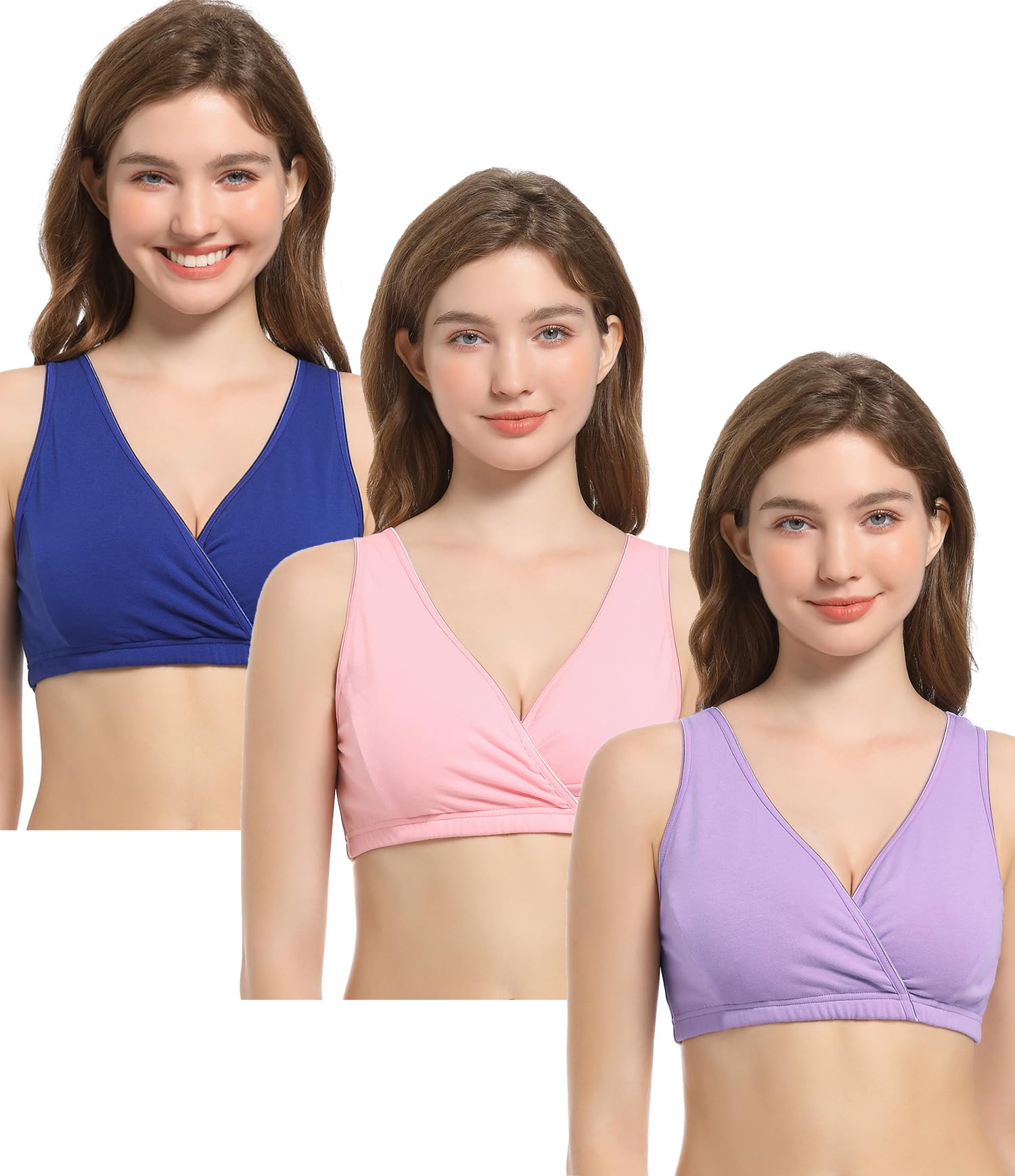 CAKYE 3 Pack Cotton Maternity Nursing Bras