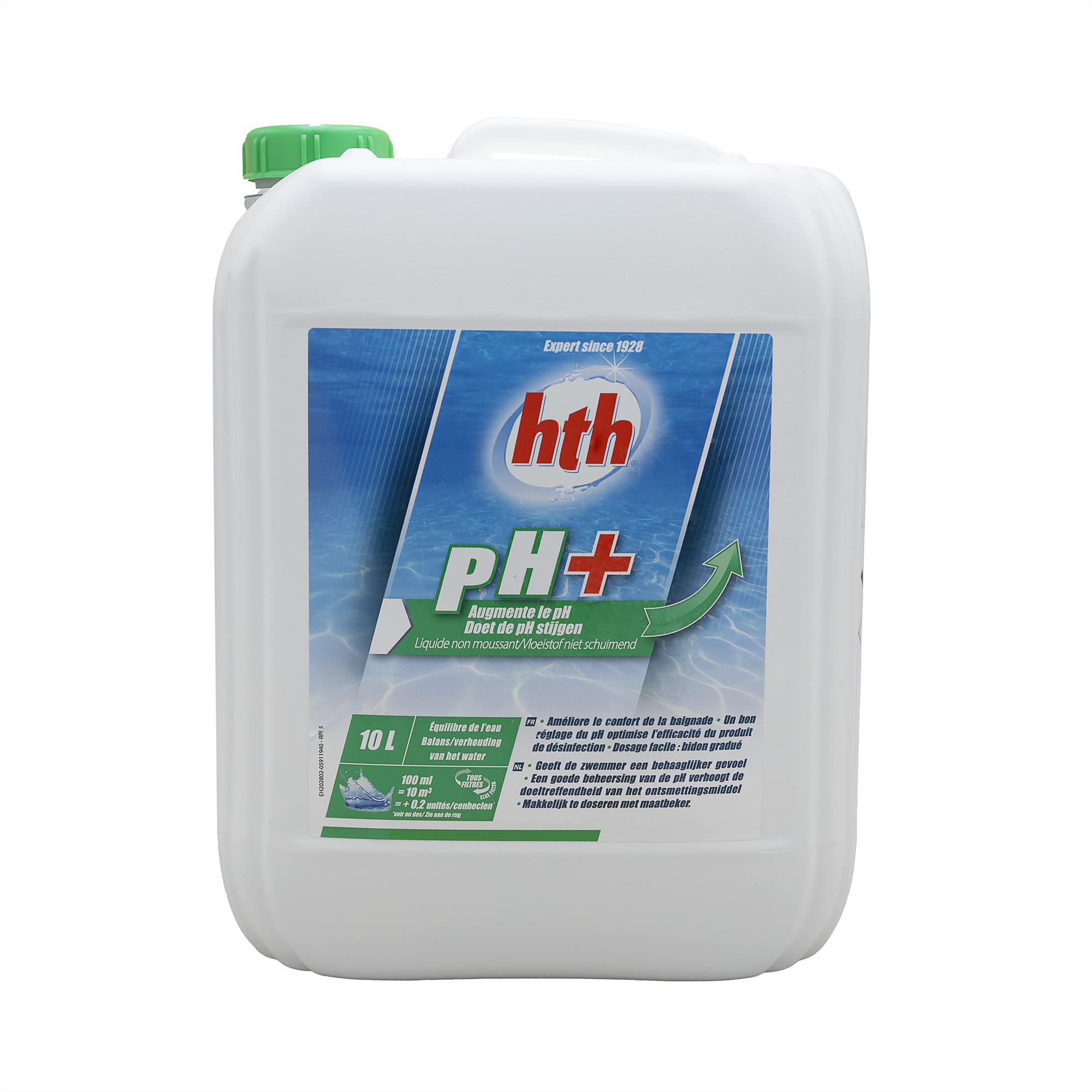 HTH pH Plus Liquide - 10L | Correcteur de pH Liquide - Augmente Le pH + 10 Tests HPS OFFERTS 6 en 1