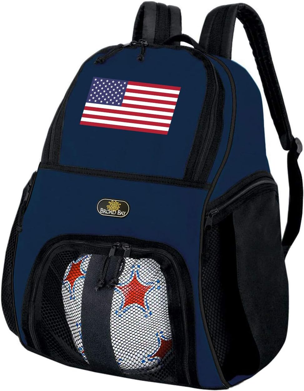 Broad Bay American Flag Soccer Backpack or US Flag Volleyball Ball Backpack
