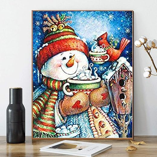 Kimily DIY Paint by Numbers for Adults Kids Christmas Paint by Numbers DIY Painting Snowman Acrylic Paint by Numbers Painting Kit Home Wall Living Room Bedroom Decoration Christmas Snowman