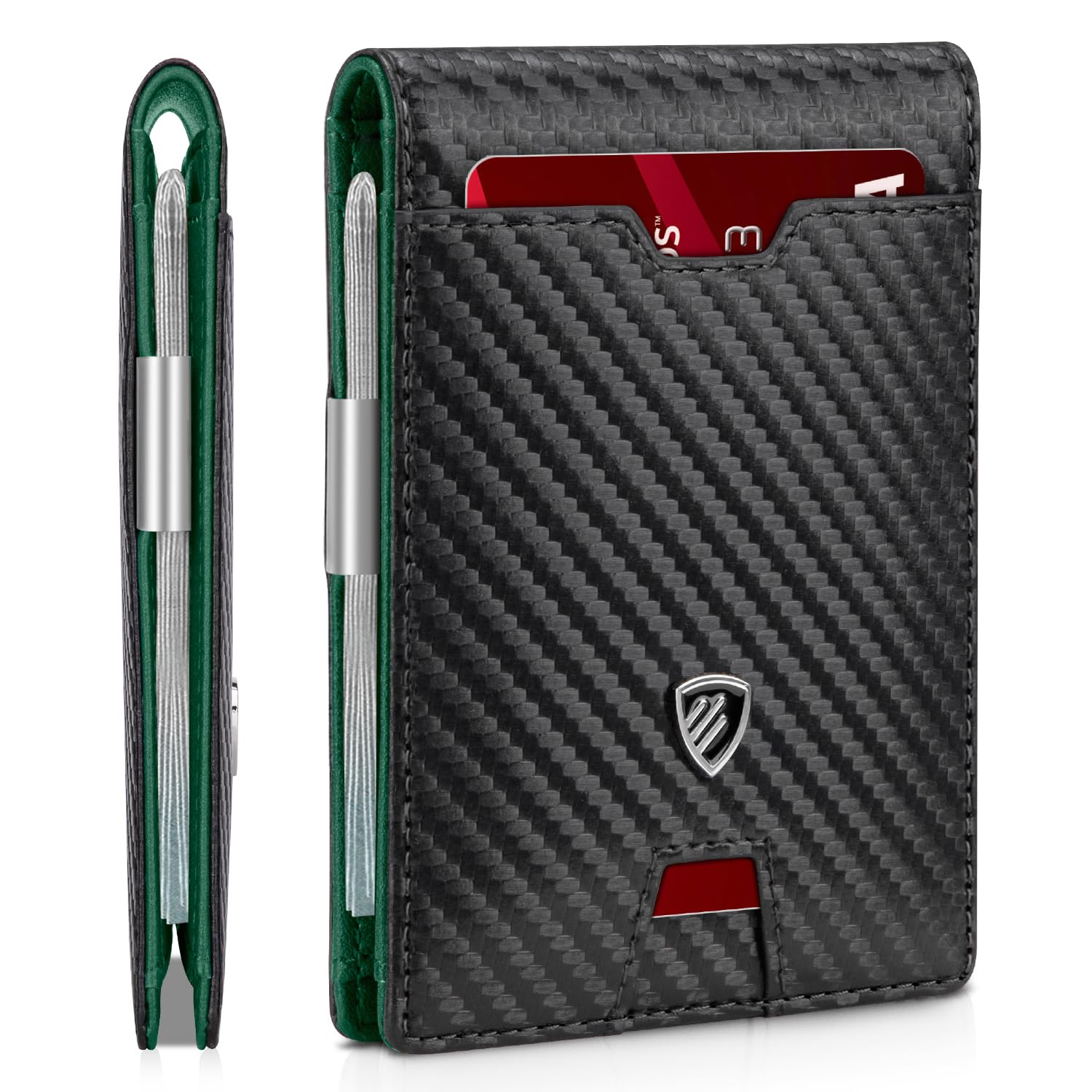RUNBOX Mens Slim Wallet with Money Clip RFID Blocking Bifold Credit Card Holder for Men with Gift Box