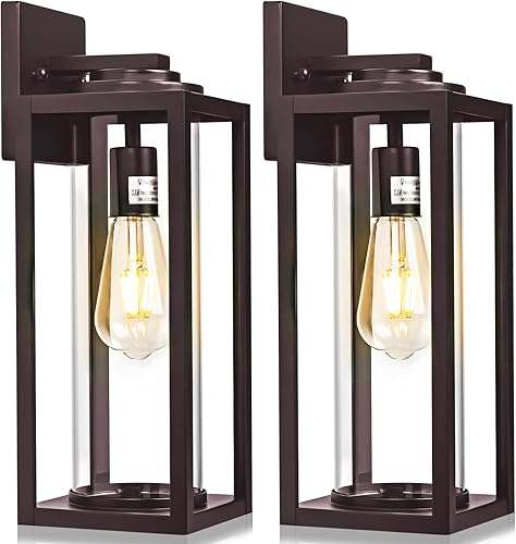 Miniatura 8 de Oil Rubbed Bronze Dusk to Dawn Outdoor Wall Light Fixtures - 2 Packs Exterior Waterproof Outdoor Lighting, Farmhouse Porch Sconces Wall Mounted