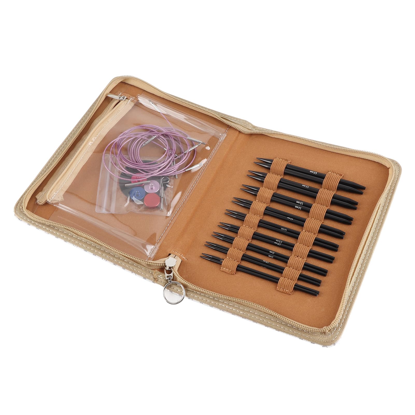Set di ferri da maglia circolari da 3 a 6 mm, ferri da maglia circolari intercambiabili, in alluminio e acciaio inossidabile, per lavori artigianali, con custodia
