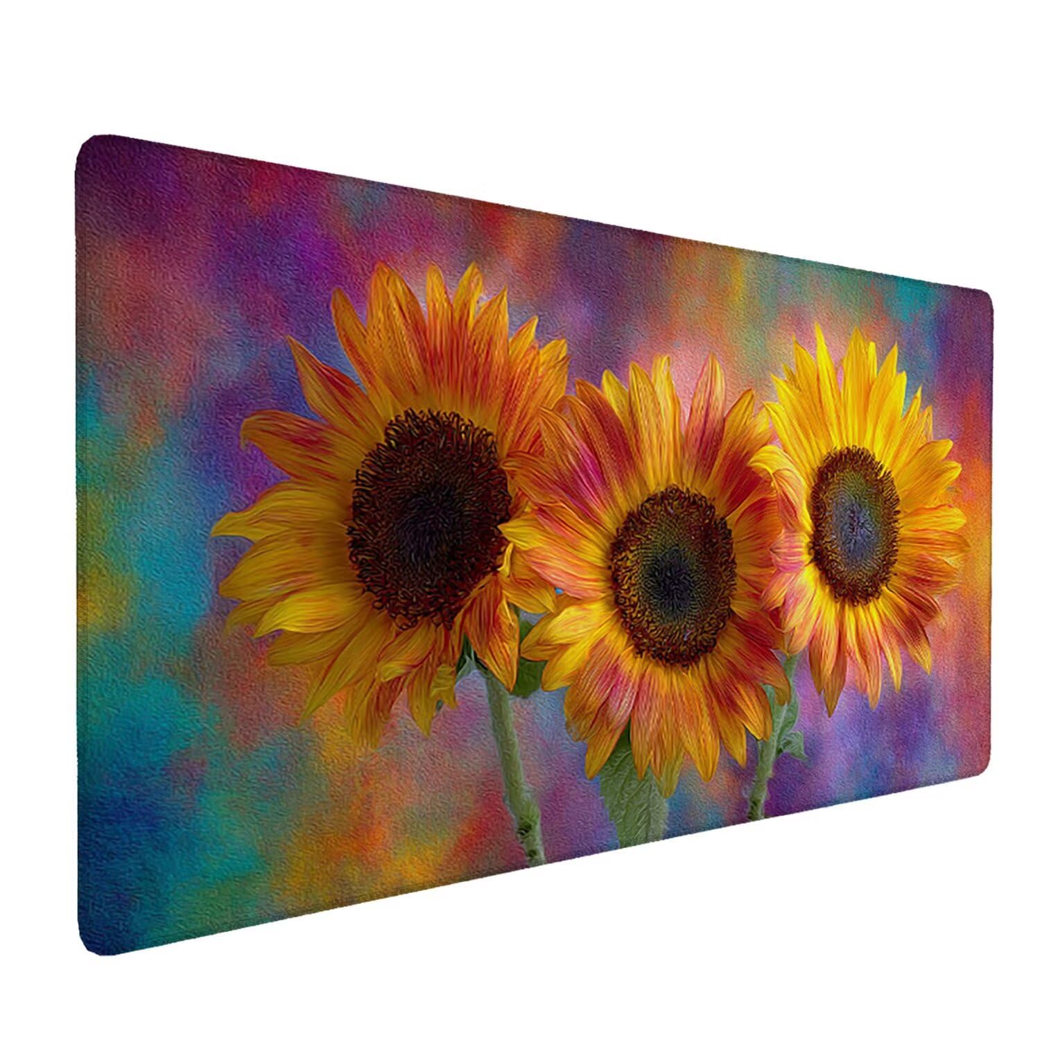 Podkładka pod mysz do gier XXL Mousepad 1000 x 500 mm, duża podkładka pod biurko z antypoślizgową gumową podstawą do gier, komputera, poprawia precyzję i szybkość (słonecznik) X-895
