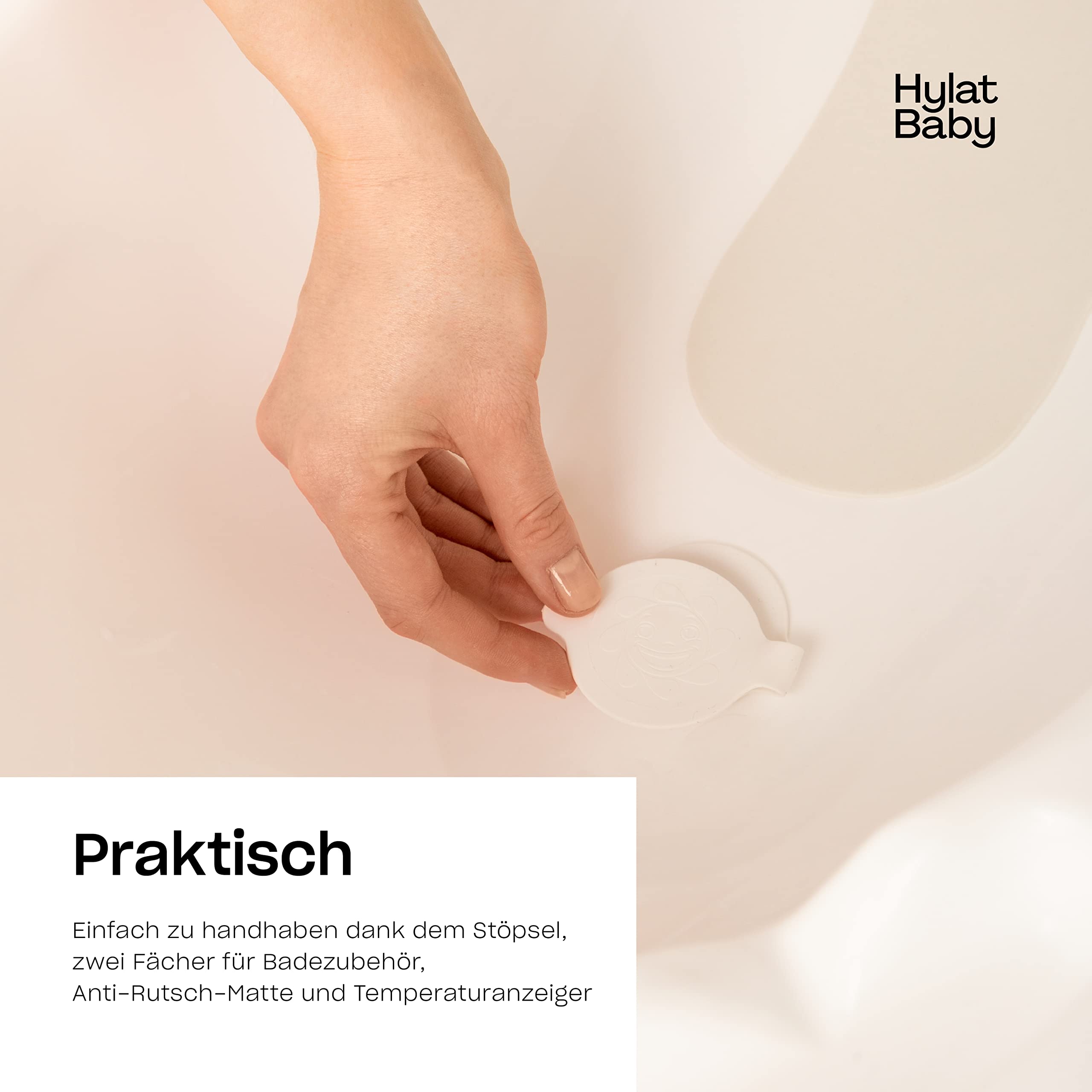 Hylat Baby Wanna dla noworodków i niemowląt do 12 miesięcy, z zatyczkami i matą antypoślizgową, wykonana z tworzywa sztucznego wolnego od BPA, długość: 84 cm, kolor: biały.