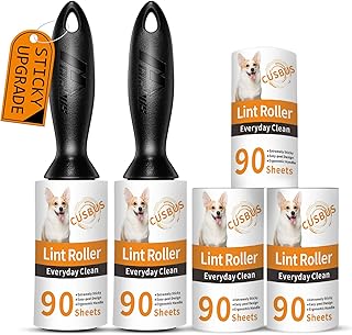 Lint Rollers for Pet Hair Extra Sticky, [450 Sheets/5 Refills] Lint Roller with 2 Upgrade Handles, Portable Lint Remover Brush Pet Hair Remover for Dog & Cat Hair Removal, Clothes, Furniture