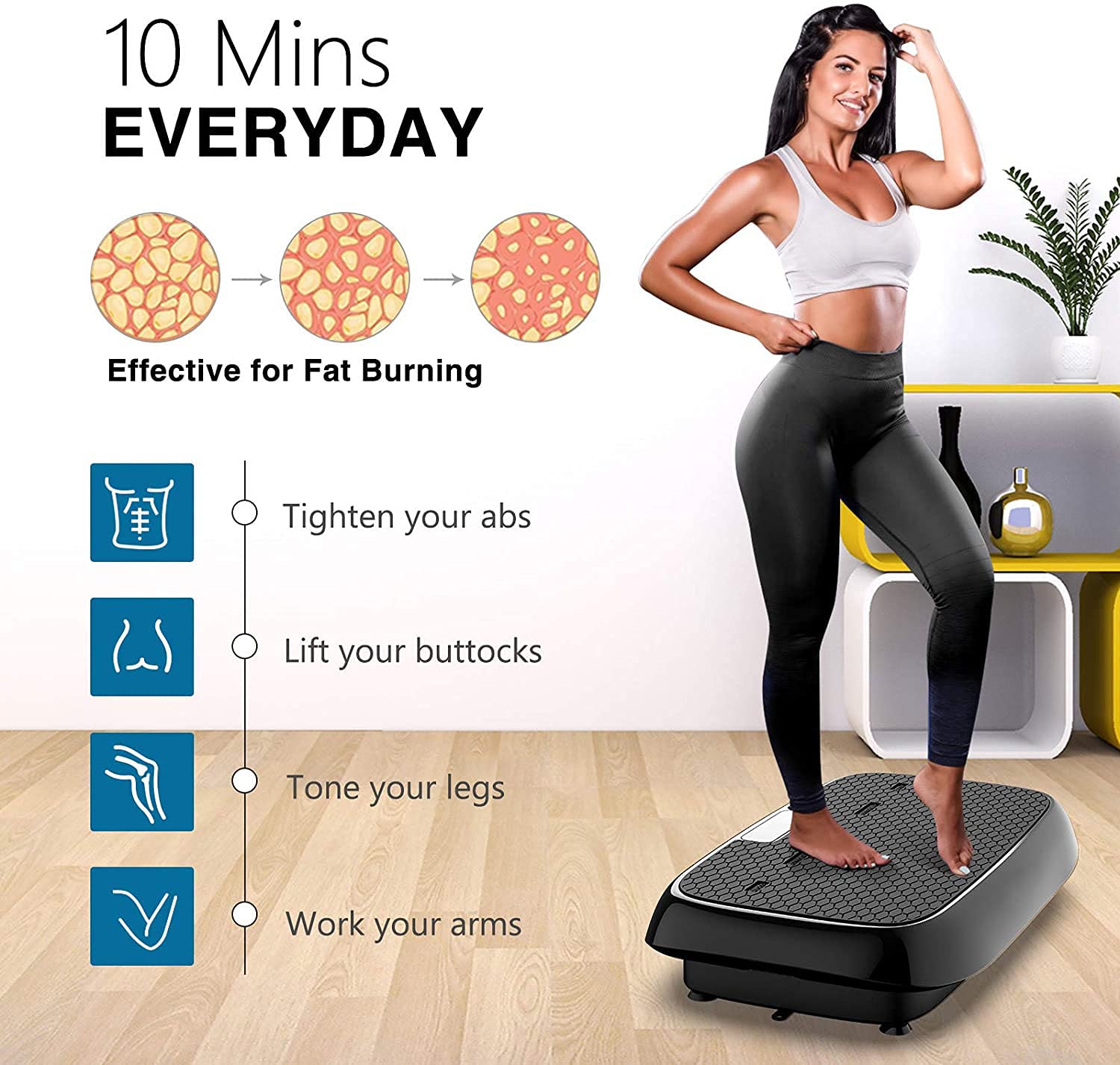 Natini Vibration Plate, Whole Body Vibration Platform Exercise Machine with Bluetooth Speaker, Home Fitness Equipment for Weight Loss & Toning(Jumbo Size) view 3
