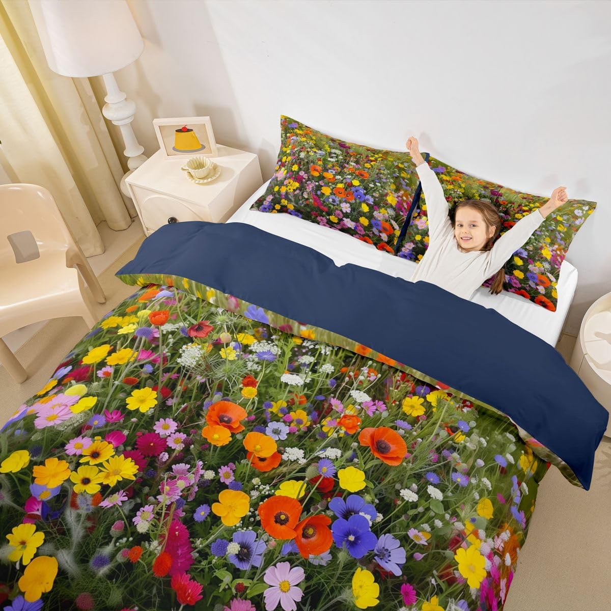 Erosebridal Watercolor Flowers Duvet Cover Set Rustic Queen Bedding Sets for Little Boys | Botanical Comforter Cover Cute Jungle Plant Country Floral Bed Sets