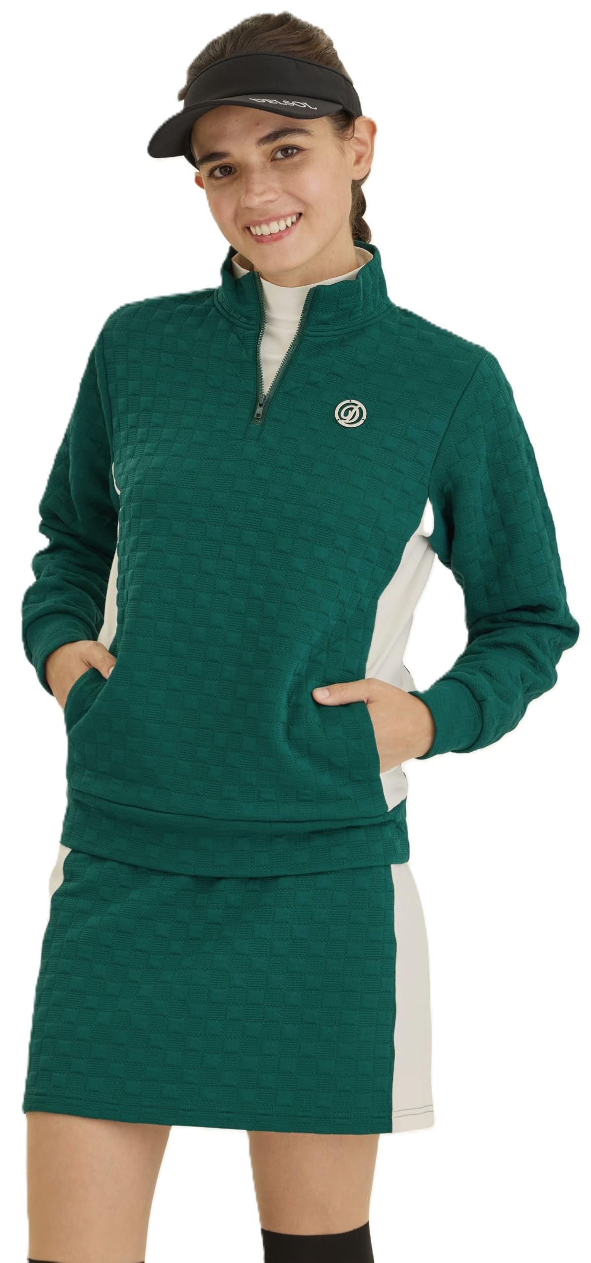 Amazon.co.jp: [Delsol] 7905 ハーフジップ リップル長袖セットアップ