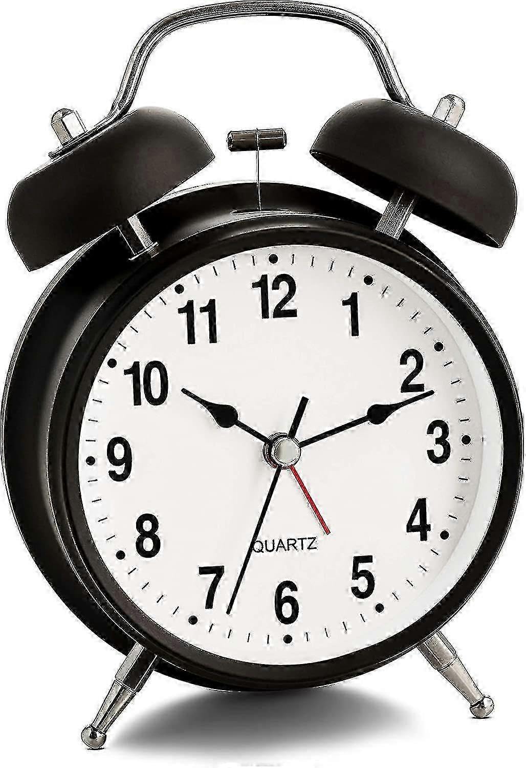 JOYHAPPST Analog Alarm Clock Extra Loud Twin Bells Retro White Silent Non-ticking Quartz Battery Operated With Backlight, Decorative Bedside Table Desk Vintage
