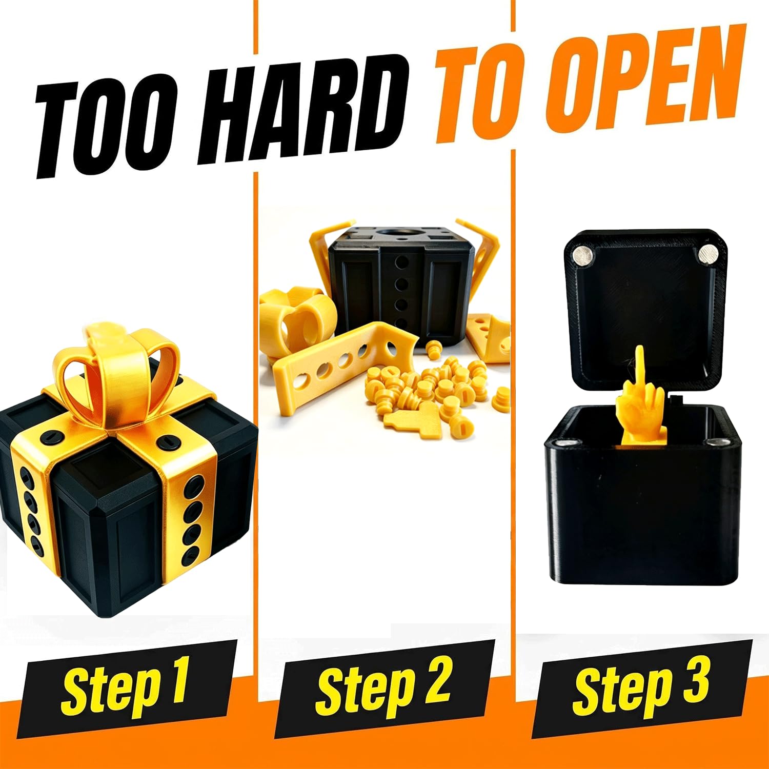 The Annoying Present with Middle Finger, Annoying Gift Box, Gotcha Box, 3D Printed Boxes Inside Boxes, Middle Finger in a Box, Really Funny Prank Novelty Surprise Box for Gifts