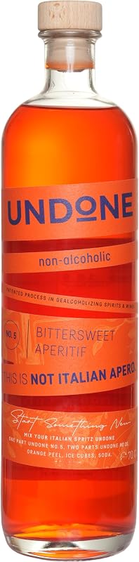 UNDONE No. 5 Bittersweet Aperitif NOT ITALIAN APERO | Premium Non-Alcoholic Italian Aperitif | 700ml Bottle | Made in Germany