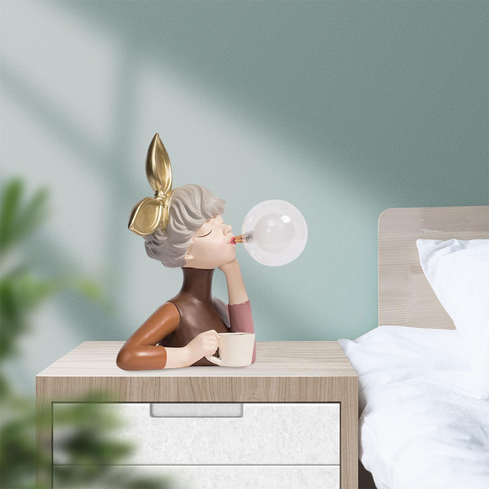 Lámpara de Noche Infantil para Mesa Lámpara de Burbuja Figura Decorativa de Resina Ornamento Adecuada para Dormitorio Lectura Oficinas, Estilo a
