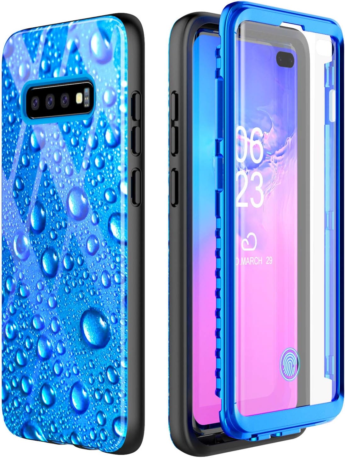 Temdan Samsung Galaxy S10 Plus Case, Fingerprint ID with Built-in Screen Protector Full Body Heavy Duty Protection Shockproof Cover for Samsung Galaxy S10 Plus 6.4 inch 2019 (Blue)